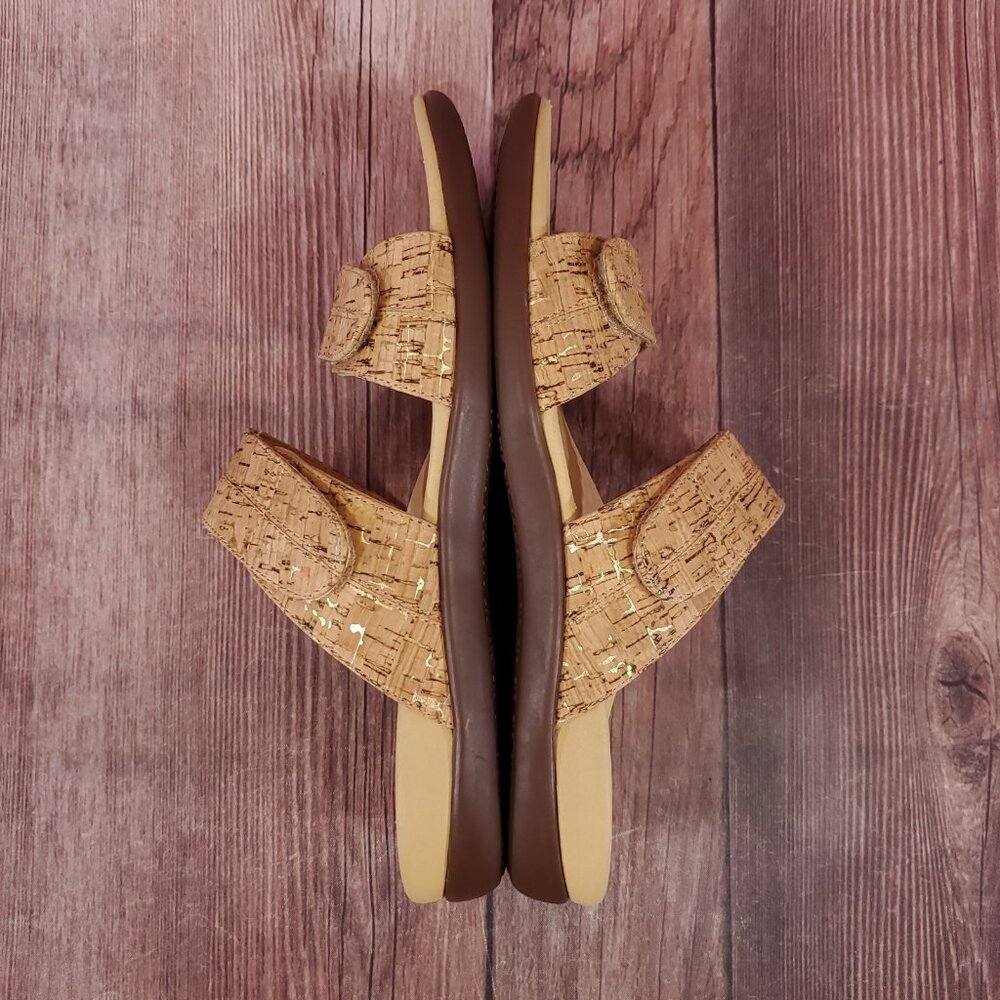 Vionic Shore Womens Size 9 Two Adjustable Straps Cork Sandals Slides Tan Comfort - Picture 9 of 14
